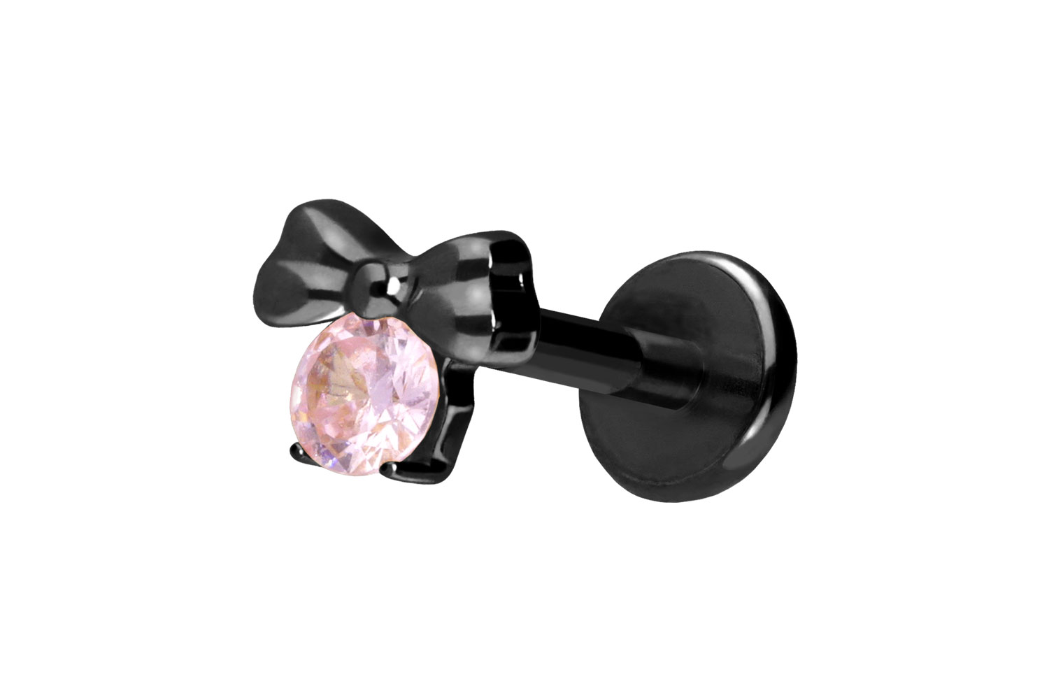 Titan Labret Piercing mit Push Fit SCHLEIFE + KRISTALL